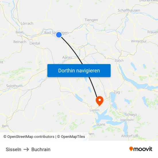 Sisseln to Buchrain map