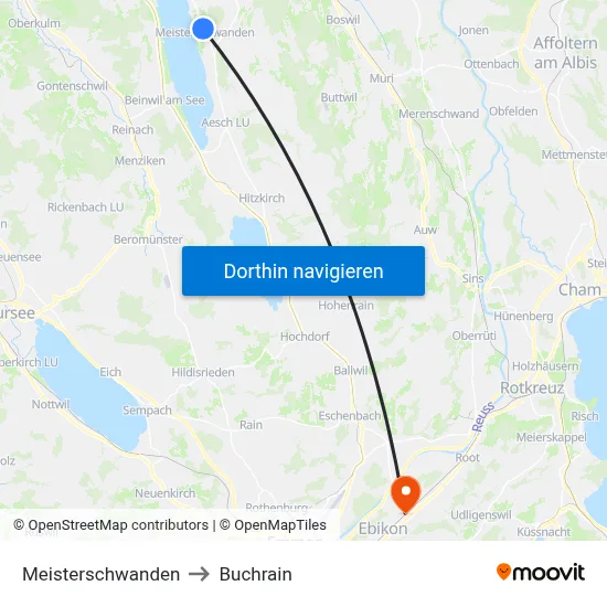 Meisterschwanden to Buchrain map