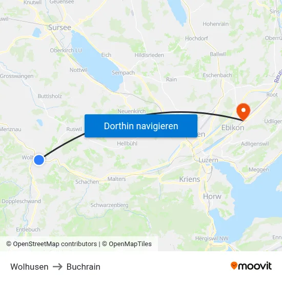 Wolhusen to Buchrain map