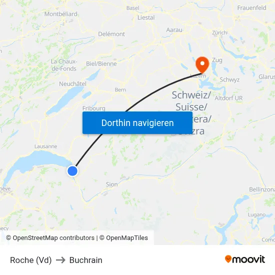 Roche (Vd) to Buchrain map