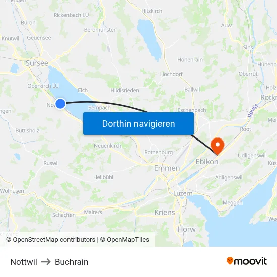 Nottwil to Buchrain map