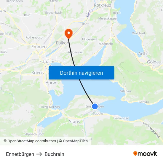 Ennetbürgen to Buchrain map