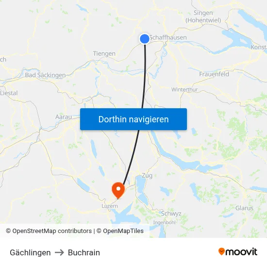 Gächlingen to Buchrain map