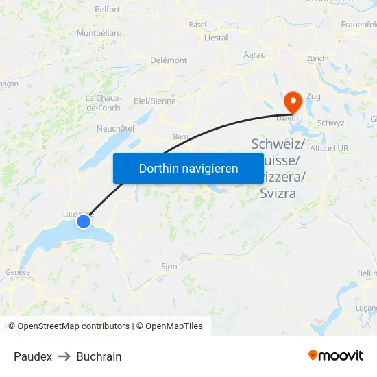 Paudex to Buchrain map