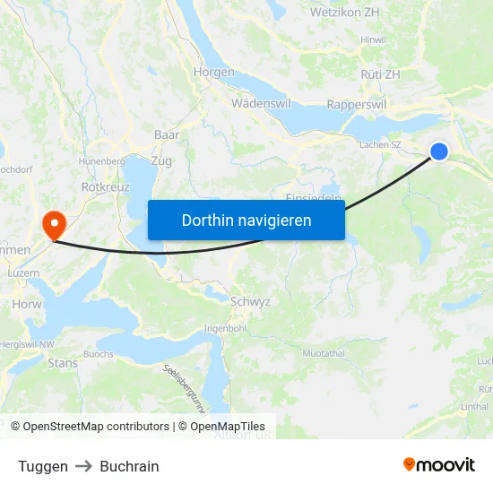 Tuggen to Buchrain map