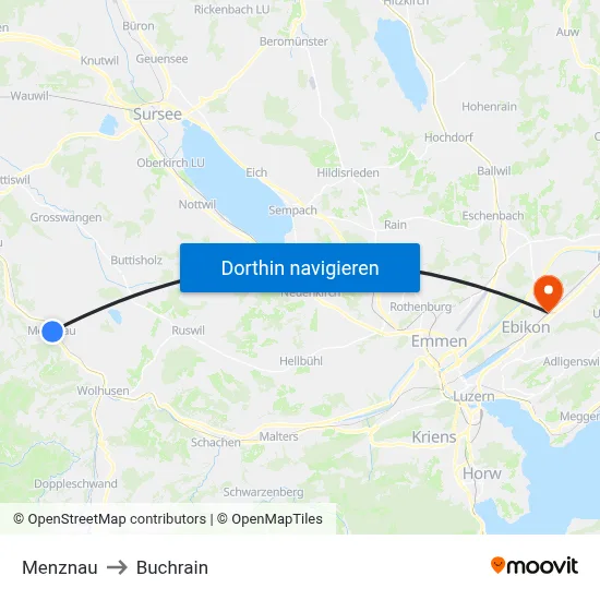 Menznau to Buchrain map