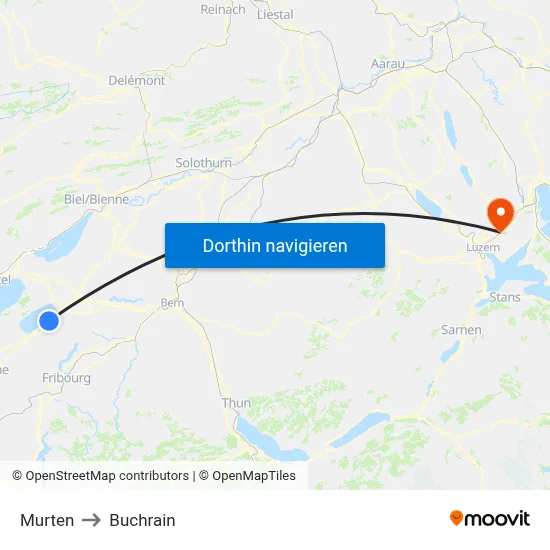 Murten to Buchrain map