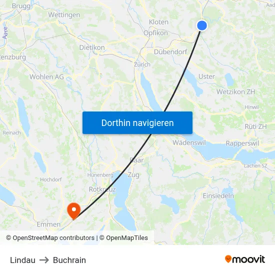 Lindau to Buchrain map