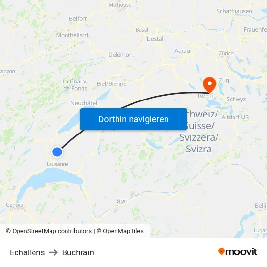 Echallens to Buchrain map