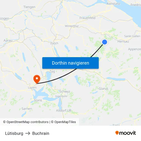 Lütisburg to Buchrain map