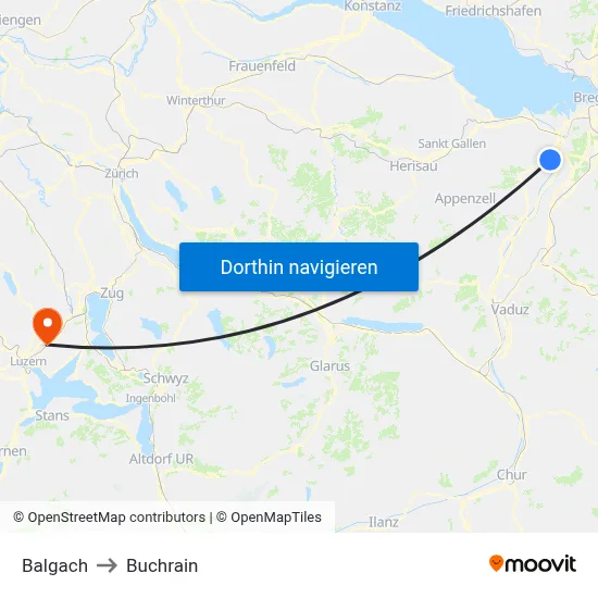 Balgach to Buchrain map