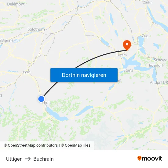 Uttigen to Buchrain map