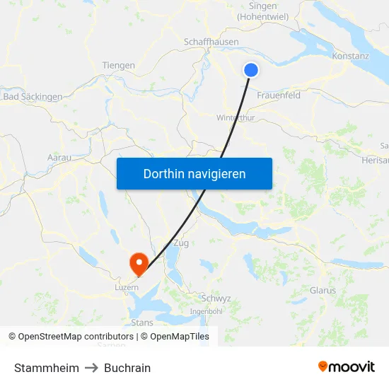 Stammheim to Buchrain map