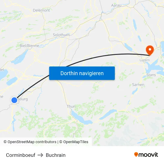 Corminboeuf to Buchrain map