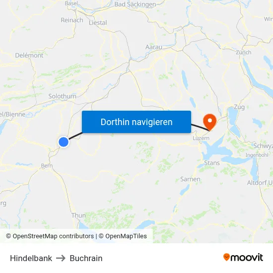 Hindelbank to Buchrain map