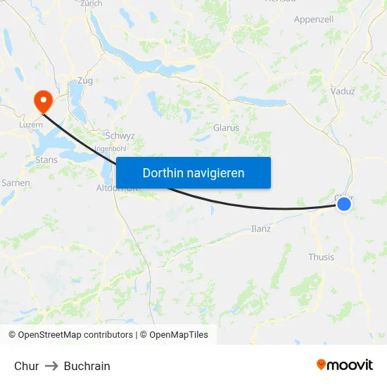 Chur to Buchrain map