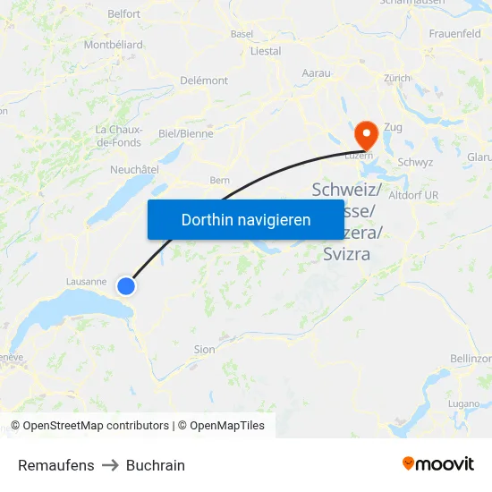 Remaufens to Buchrain map
