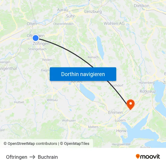 Oftringen to Buchrain map