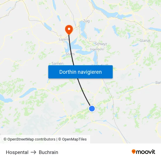 Hospental to Buchrain map