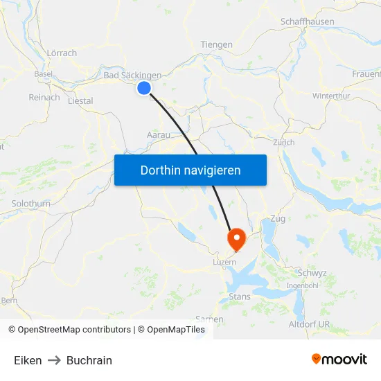 Eiken to Buchrain map