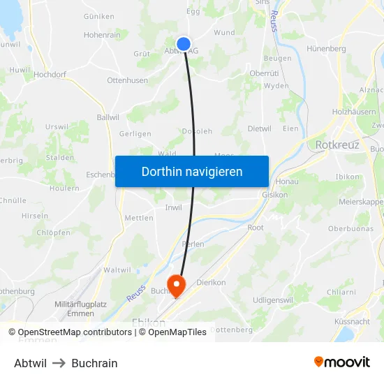 Abtwil to Buchrain map