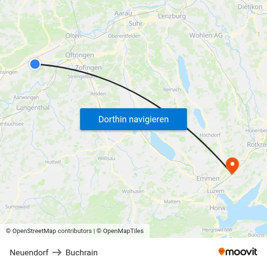 Neuendorf to Buchrain map