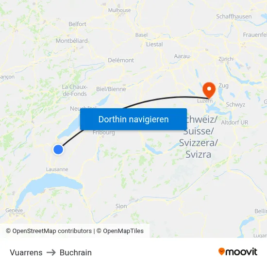 Vuarrens to Buchrain map