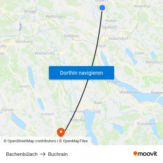 Bachenbülach to Buchrain map