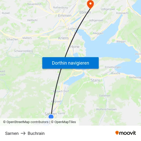 Sarnen to Buchrain map