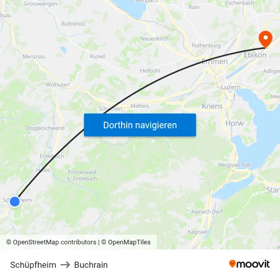 Schüpfheim to Buchrain map