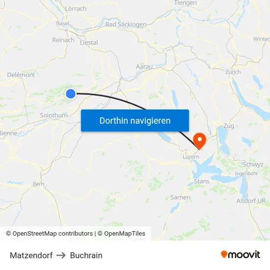 Matzendorf to Buchrain map