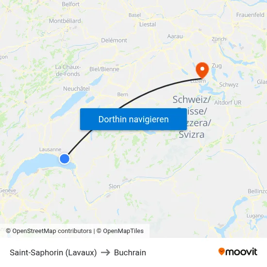 Saint-Saphorin (Lavaux) to Buchrain map