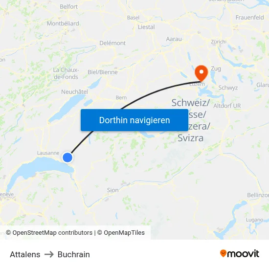 Attalens to Buchrain map
