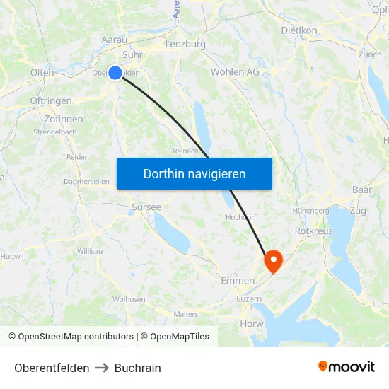 Oberentfelden to Buchrain map