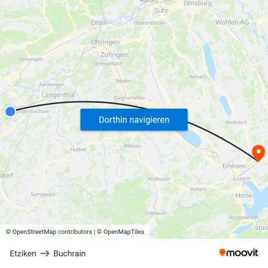 Etziken to Buchrain map