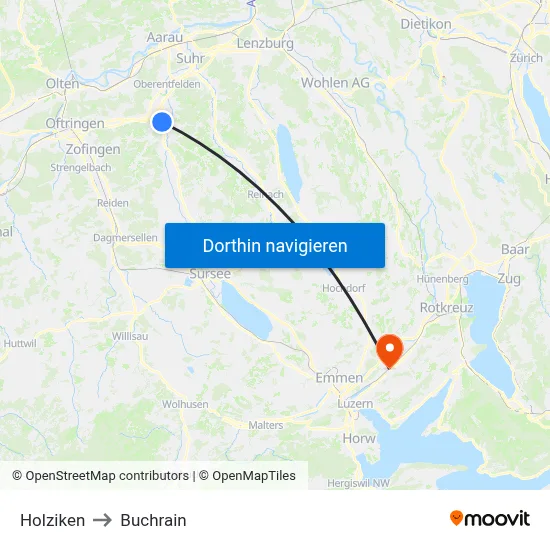 Holziken to Buchrain map