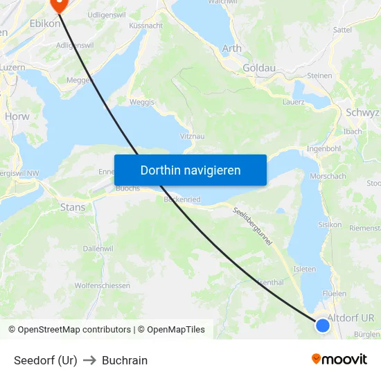 Seedorf (Ur) to Buchrain map