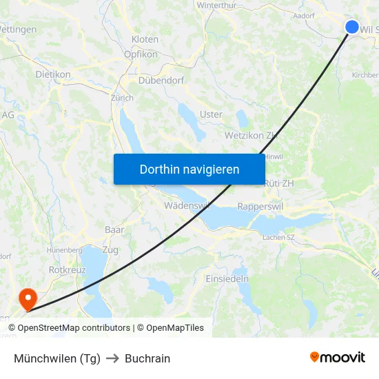 Münchwilen (Tg) to Buchrain map