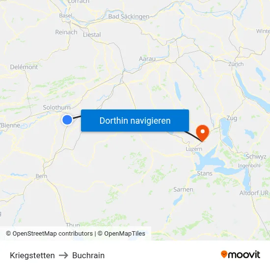 Kriegstetten to Buchrain map
