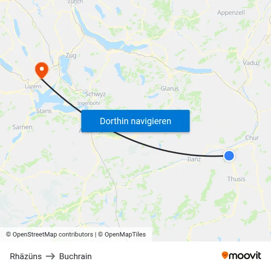 Rhäzüns to Buchrain map