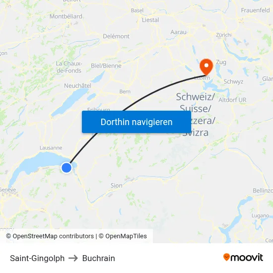 Saint-Gingolph to Buchrain map