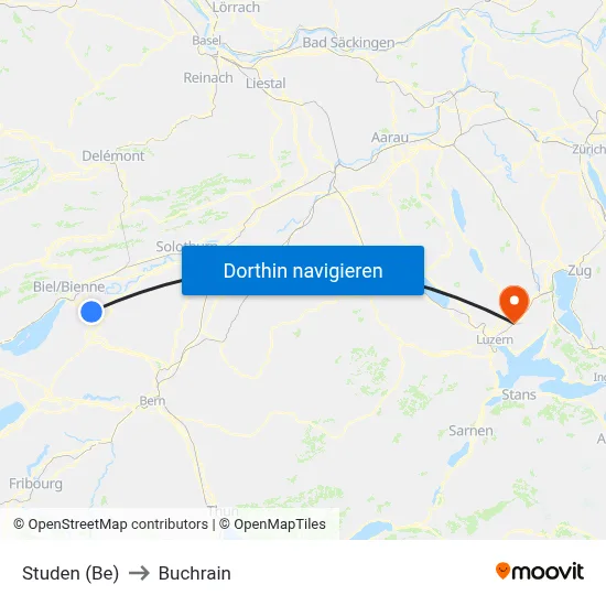 Studen (Be) to Buchrain map