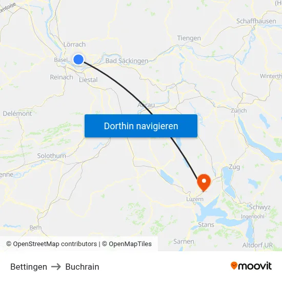 Bettingen to Buchrain map