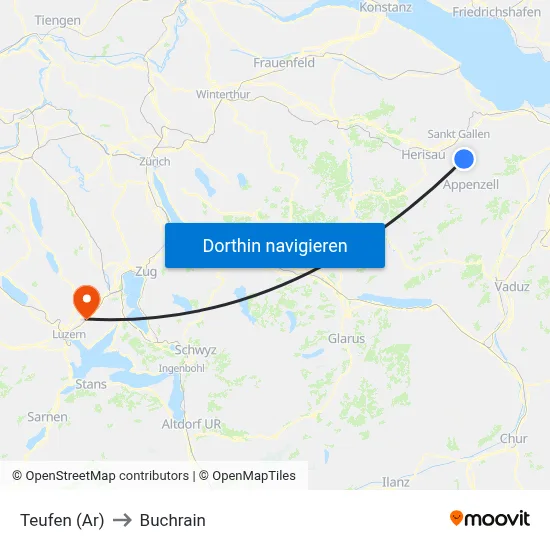 Teufen (Ar) to Buchrain map