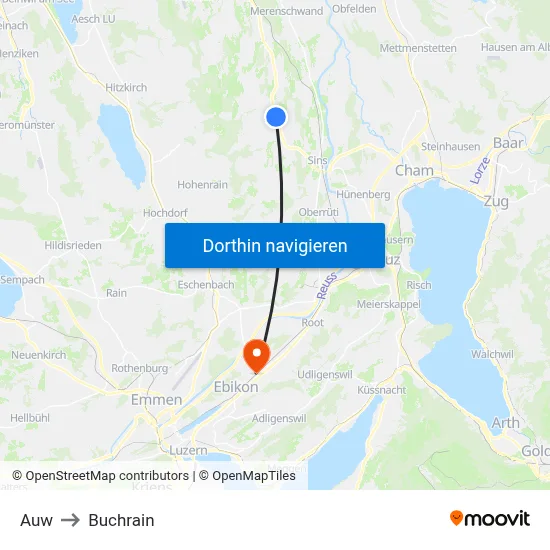 Auw to Buchrain map