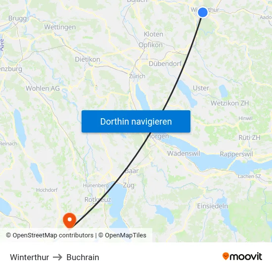 Winterthur to Buchrain map