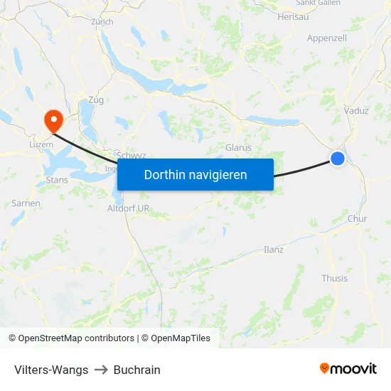 Vilters-Wangs to Buchrain map