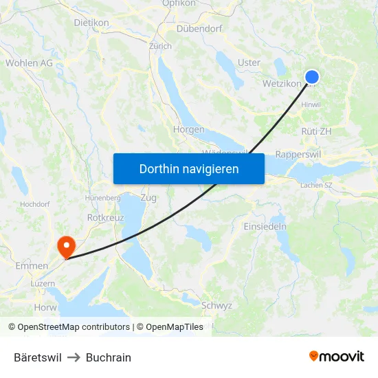 Bäretswil to Buchrain map