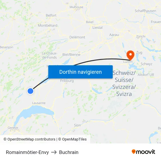 Romainmôtier-Envy to Buchrain map