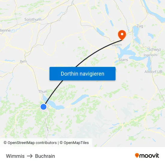 Wimmis to Buchrain map